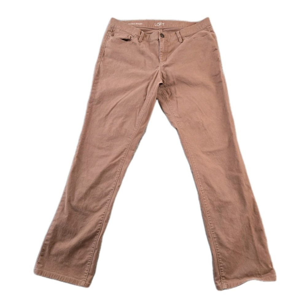 Loft‎ Women's Modern Straight Twill Chino Pants Mid Rise 33" X 30.5" Size 10